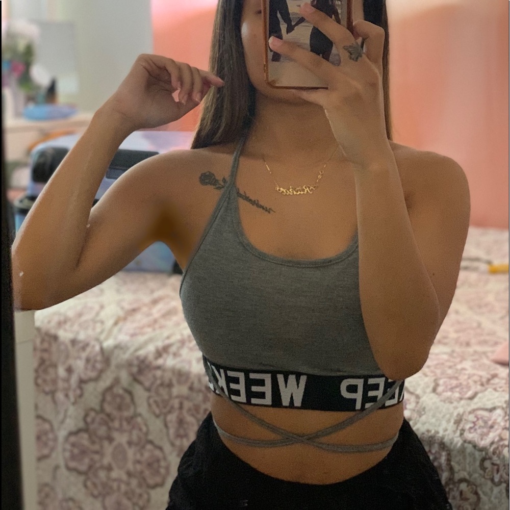 S Gray Backless Top